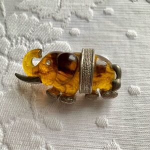 Vintage Baltic Amber Elephant Brooch